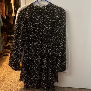 Black and white long sleeve midi dress